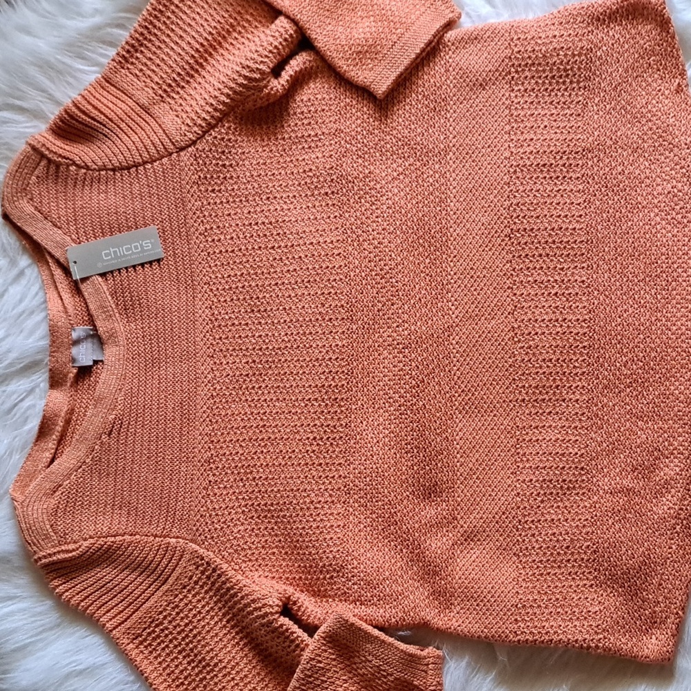 Chico's Apricot Textured Sweater